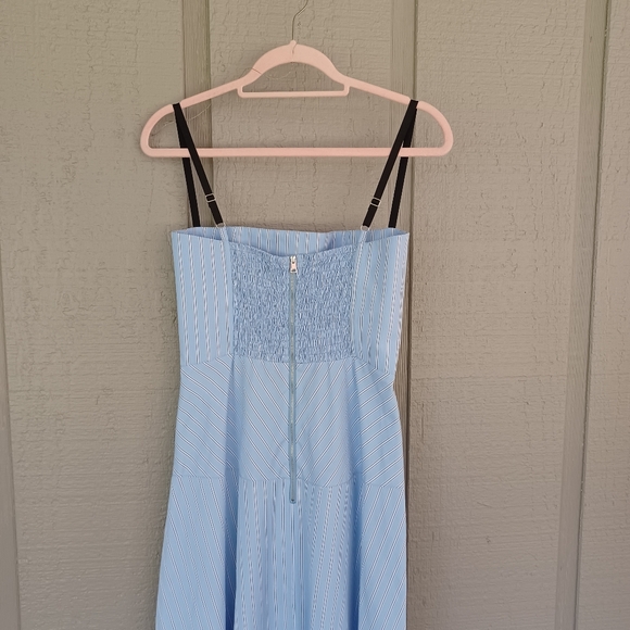Tela Bahamas Maxi Dress Size S Women Preppy Cotton Pockets Smocked Blue Striped - Picture 7 of 16